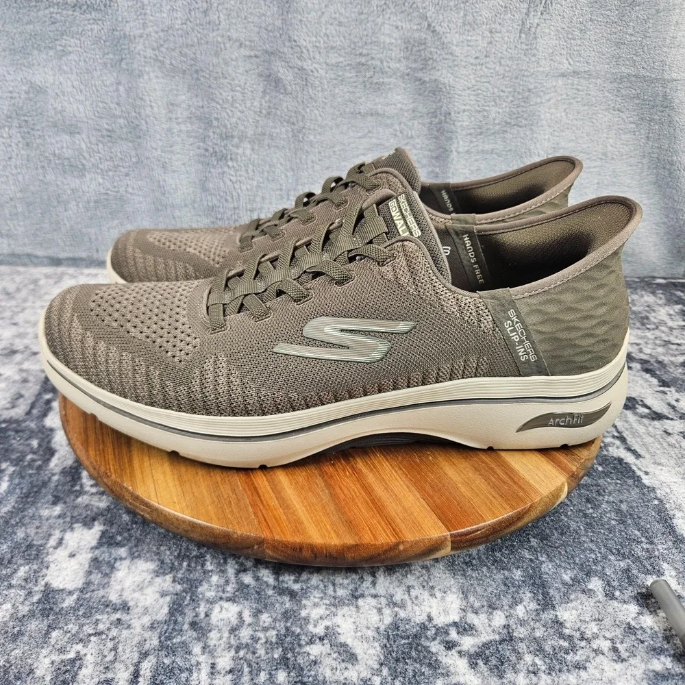 Skechers GO Walk Slip-Ins Arch Fit Shoes Mens 12 Taupe Slip On Walking Sneakers